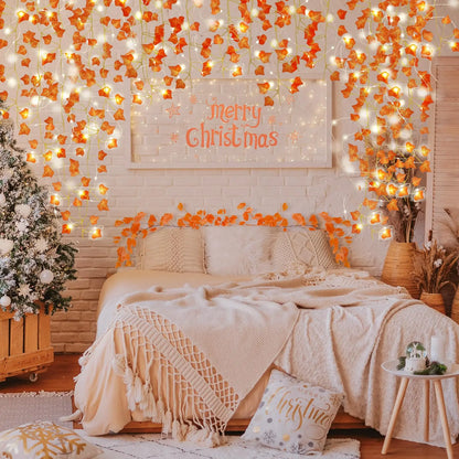 Autumn Cascade Ivy Garland – Lush Faux Vines with Fall Leaves for Mantles, Tables & Cozy Seasonal Décor
