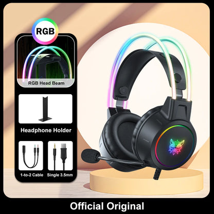 🎧 GalaxyGlow RGB Gaming Headset – LED Mic Headphones for PS5, Xbox, PC