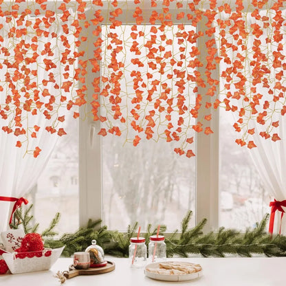 Autumn Cascade Ivy Garland – Lush Faux Vines with Fall Leaves for Mantles, Tables & Cozy Seasonal Décor