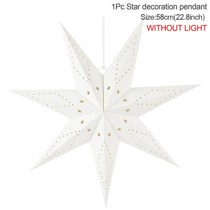 Luminous Star Lantern Hanging Light – Hollow-Out LED Paper Star Decor (35–58cm)