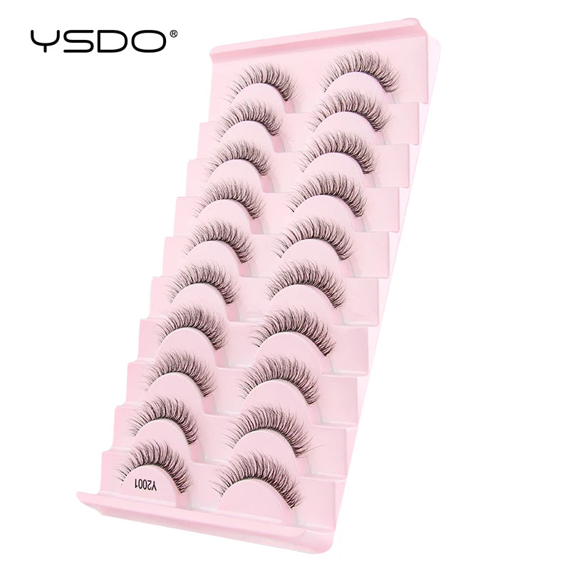 YSDO Half Lash Collection – 3 or 10 Pairs Natural Cat Eye 3D Faux Mink Lashes (Lightweight, Reusable, Soft Glam Finish)