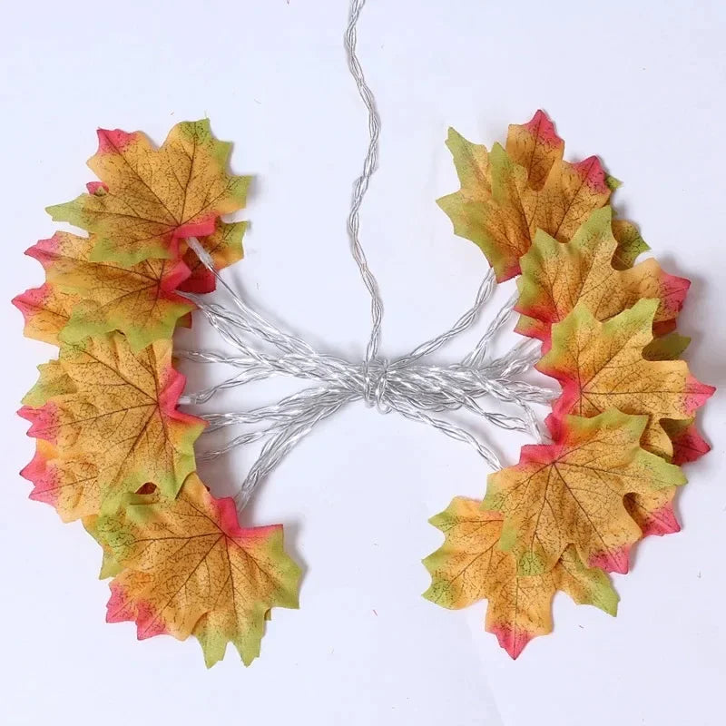 3M Christmas Decoration Artificial Maple Leaf Leaves LED Light String Lantern Garland Home Party DIY Deco Halloween New Yea