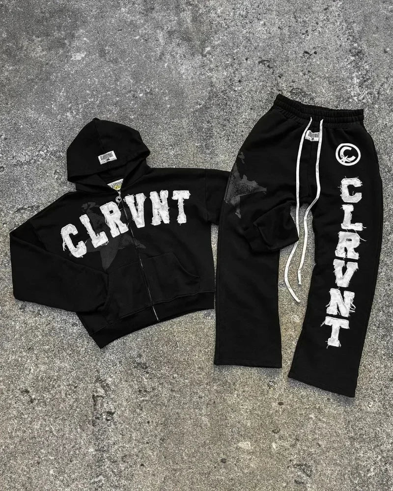 Y2K Oversized Hoodie – Embroidered Zipper Sweatshirt with Gothic Harajuku Vibes