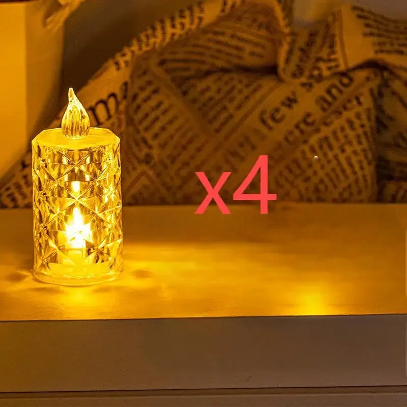 Golden Glow Crystal LED Candle Set – 3pcs Flameless & Elegant Autumn Décor Lights