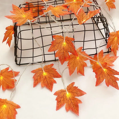 3M Christmas Decoration Artificial Maple Leaf Leaves LED Light String Lantern Garland Home Party DIY Deco Halloween New Yea