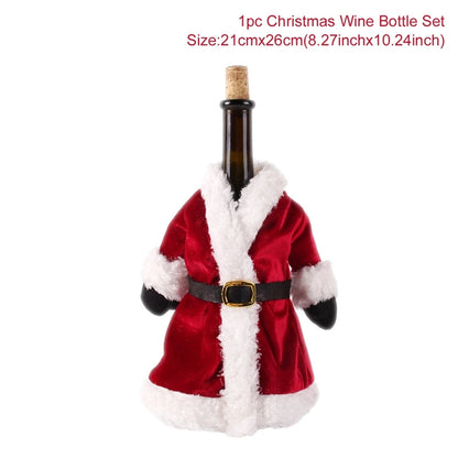 Christmas Wine Bottle Cover – Holiday Table Decor & Gift Wrap Sleeve