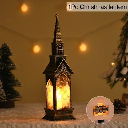 Christmas LED Fairy Lantern & Santa Lighthouse Night Light – Cozy Glowing Tabletop Holiday Decor