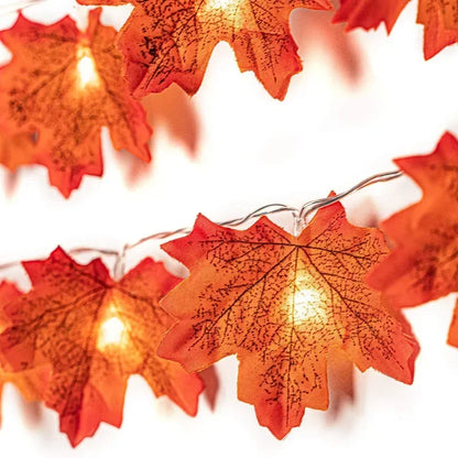 3M Christmas Decoration Artificial Maple Leaf Leaves LED Light String Lantern Garland Home Party DIY Deco Halloween New Yea