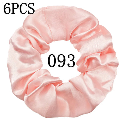 6-Pack Luxury Satin Scrunchies — Soft Silk-Like Hair Ties for Everyday Beauty & Self-Care