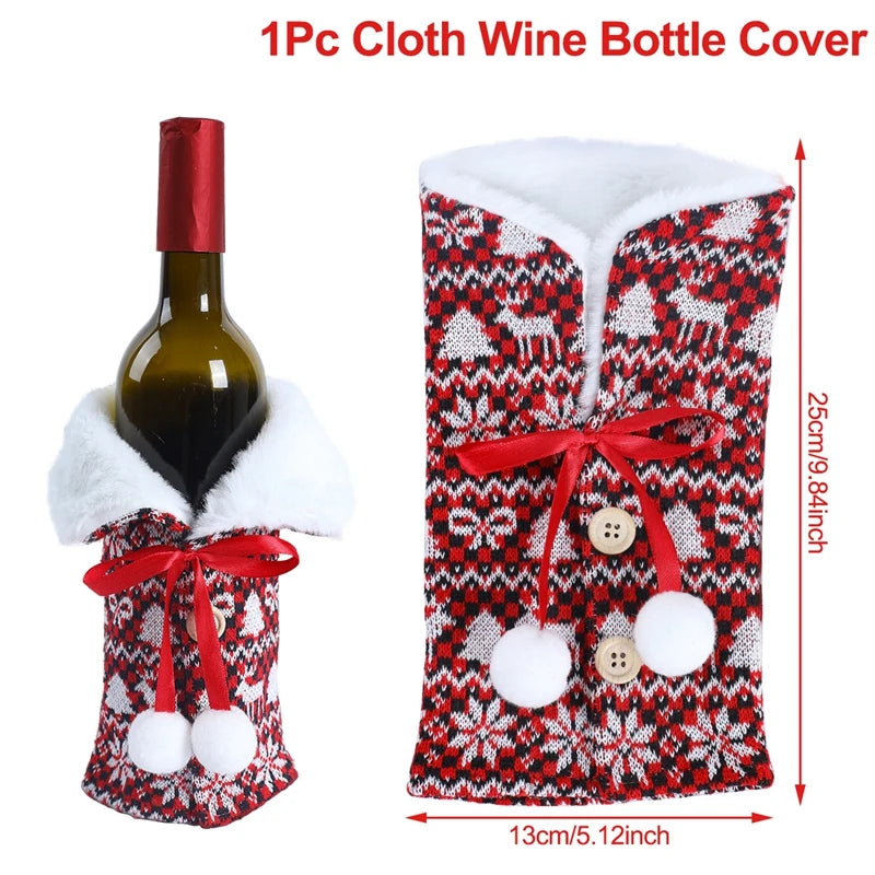 Christmas Wine Bottle Cover – Holiday Table Decor & Gift Wrap Sleeve