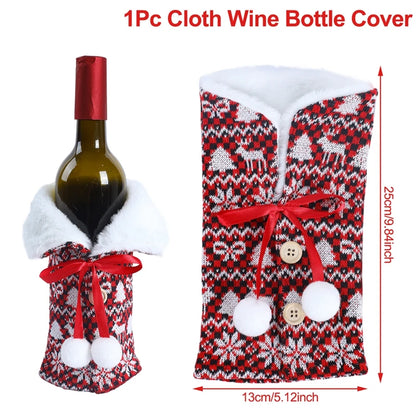Christmas Wine Bottle Cover – Holiday Table Decor & Gift Wrap Sleeve