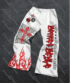 Y2K Anime Graffiti Streetwear Pants – High Waist Loose Fit Harajuku Cargo Joggers