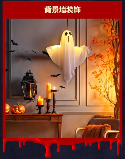 Halloween Party LED Glow Ghost Home Indoor Outdoor Decoration Supplies 2024 Haunted House Bar Hanging Horror Props with Lights