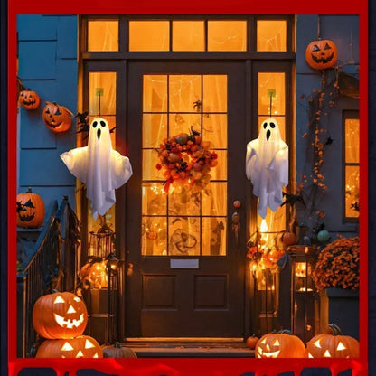Halloween Party LED Glow Ghost Home Indoor Outdoor Decoration Supplies 2024 Haunted House Bar Hanging Horror Props with Lights