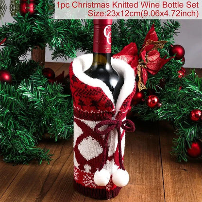 Christmas Wine Bottle Cover – Holiday Table Decor & Gift Wrap Sleeve