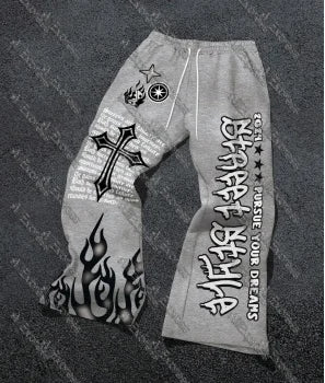 Y2K Anime Graffiti Streetwear Pants – High Waist Loose Fit Harajuku Cargo Joggers