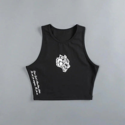 Bold Wolf Head Women's Workout Tank – Quick-Dry, Slim Fit Sleeveless Top