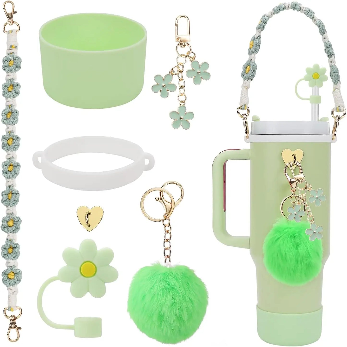 ✨ Ultimate Stanley Cup Accessory Kit – Handle Strap, Protective Boot & Cute Charms for 40oz Tumblers! ✨