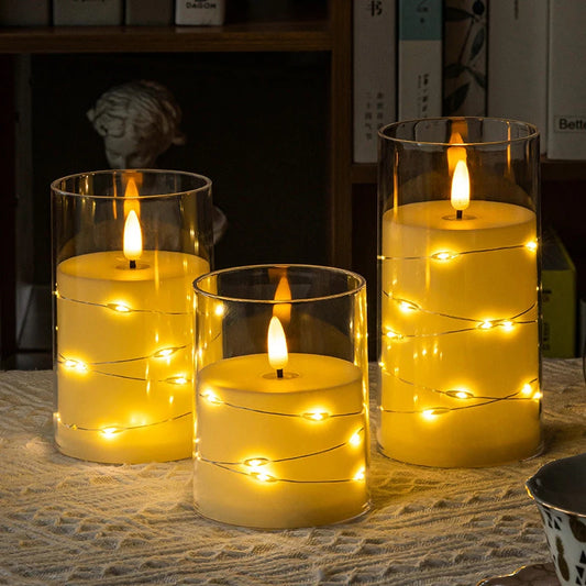 Autumn Glow Flameless LED Candle Set – Star String Lights for Cozy Fall Nights & Festive Décor