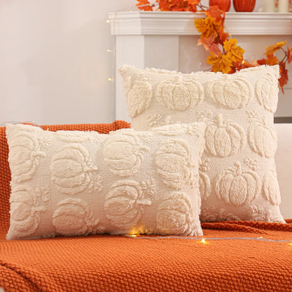 Pumpkin Glow Plush Pillow Cover – Autumn Harvest Edition