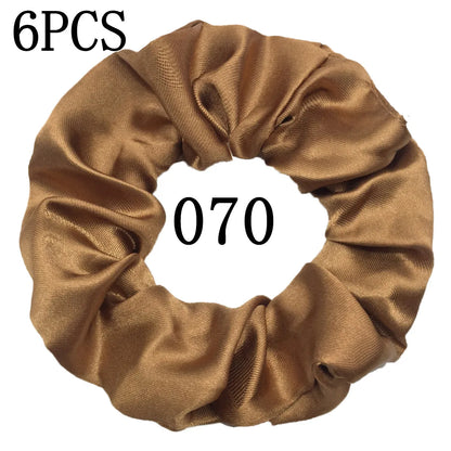 6-Pack Luxury Satin Scrunchies — Soft Silk-Like Hair Ties for Everyday Beauty & Self-Care