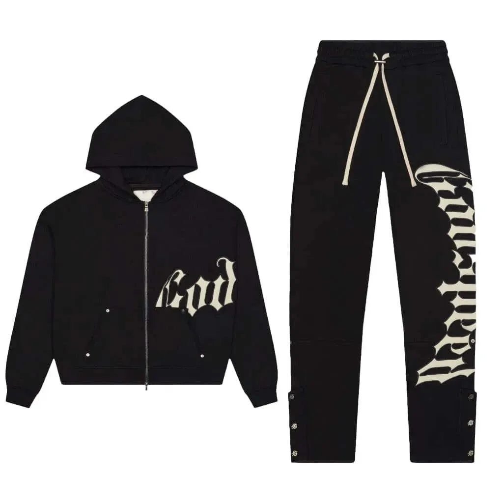 Harajuku Hip Hop Letter Embroidery High Quality Sportswear Set Y2k Zipper Hoodie Sweatpants 2-piece Set Tracksuit Jogger Suit