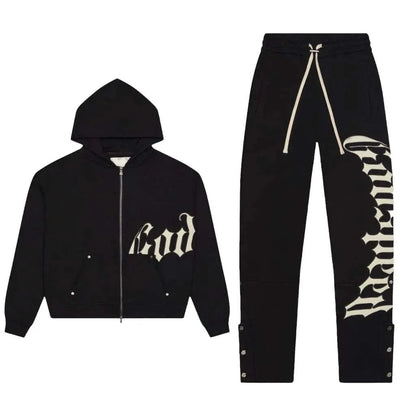 Harajuku Hip Hop Letter Embroidery High Quality Sportswear Set Y2k Zipper Hoodie Sweatpants 2-piece Set Tracksuit Jogger Suit