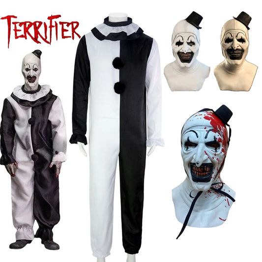 Terrifier Art the Clown Costume Set – Scary Horror Movie Cosplay with Mask | Halloween Killer Clown Outfit