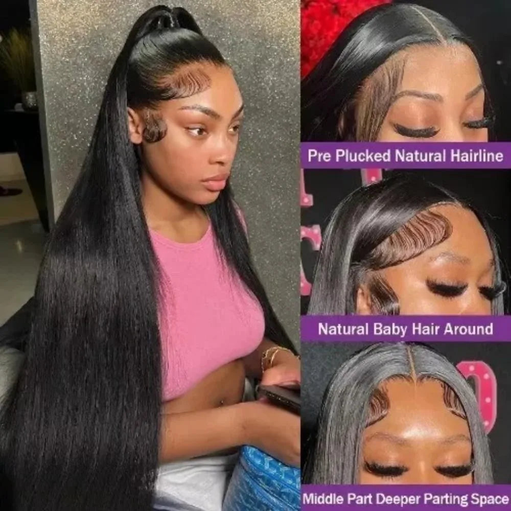 ✨ Luxury HD Transparent Bone Straight Lace Frontal Wig – Glueless, 200% Density, Wear & Go! ✨