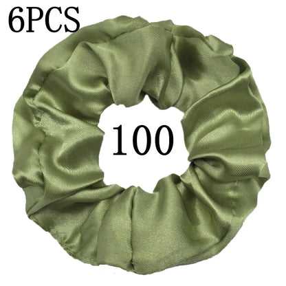 6-Pack Luxury Satin Scrunchies — Soft Silk-Like Hair Ties for Everyday Beauty & Self-Care