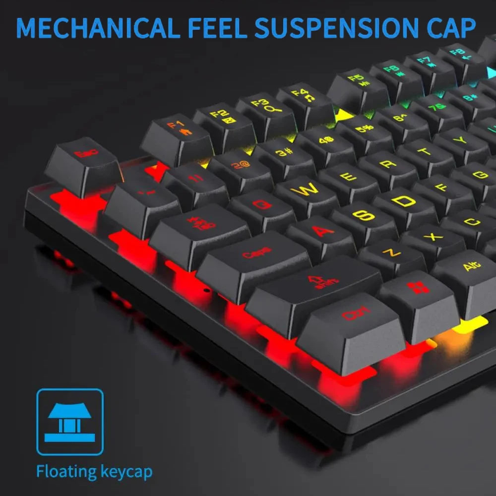 RGB Backlit Mechanical Gaming Keyboard & Mouse Set – Waterproof, Ultra-Responsive, and Built for Gamers & Workstations