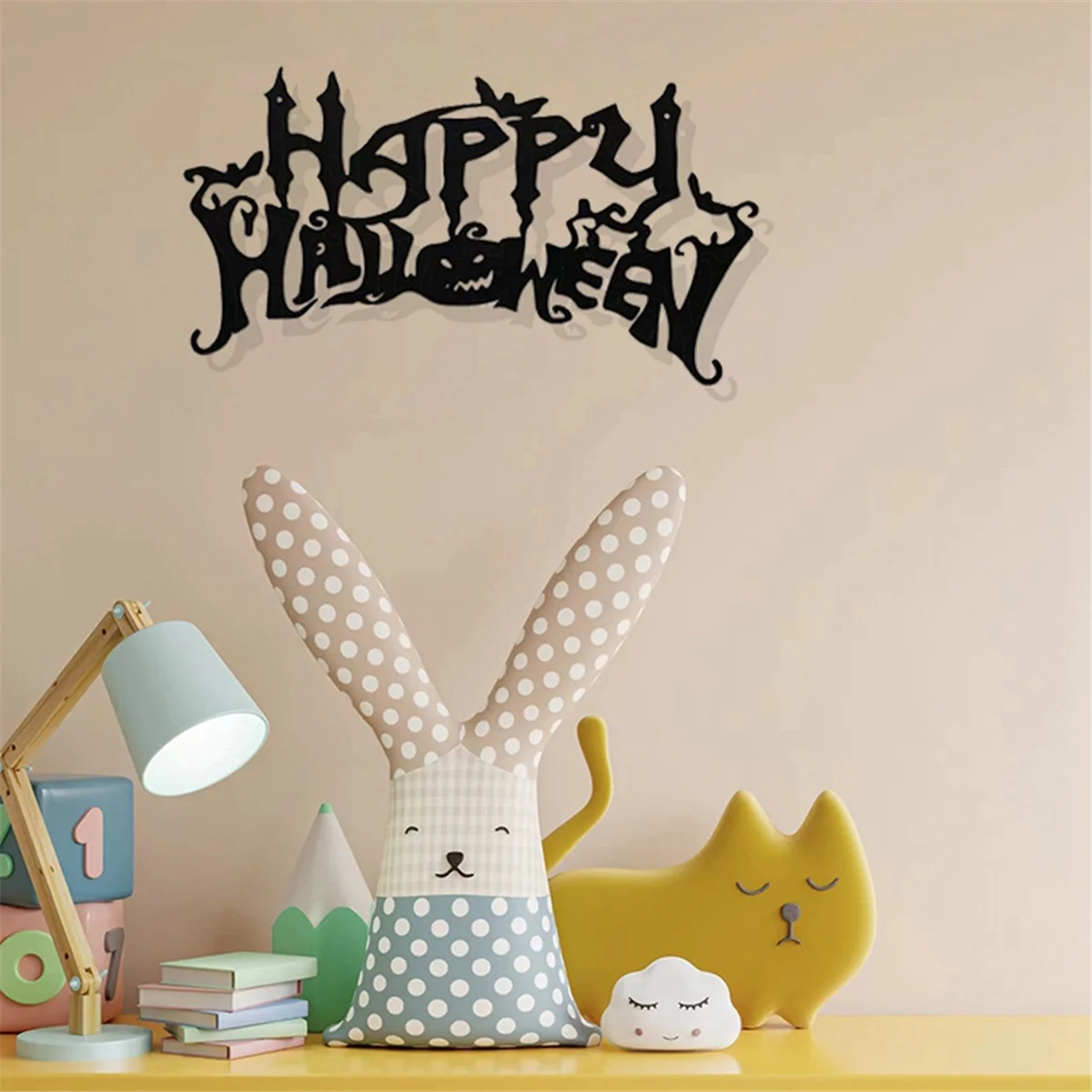 Haunted Charm Halloween Wall Sign – Spooky Wooden Art Decor for Home & Living Room