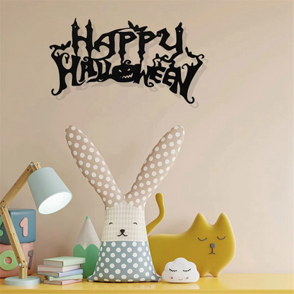 Haunted Charm Halloween Wall Sign – Spooky Wooden Art Decor for Home & Living Room