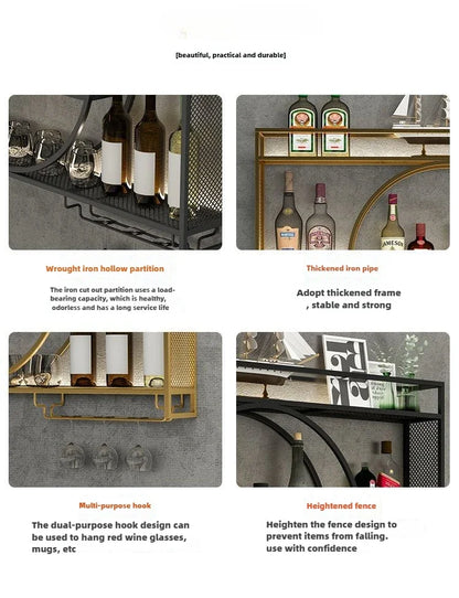 Wall Mount Wine Rack Bottle Wine Bar Cabinet Holder Adapt Single Miniature Black Cup Glass Storage Wine Cabinet Decor Szafeczki