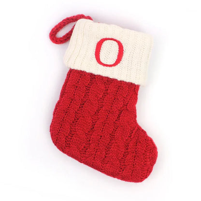 Cozy Knit Christmas Stocking – Mini Alphabet Hanging Boot Ornament