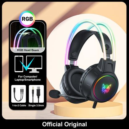 🎧 GalaxyGlow RGB Gaming Headset – LED Mic Headphones for PS5, Xbox, PC