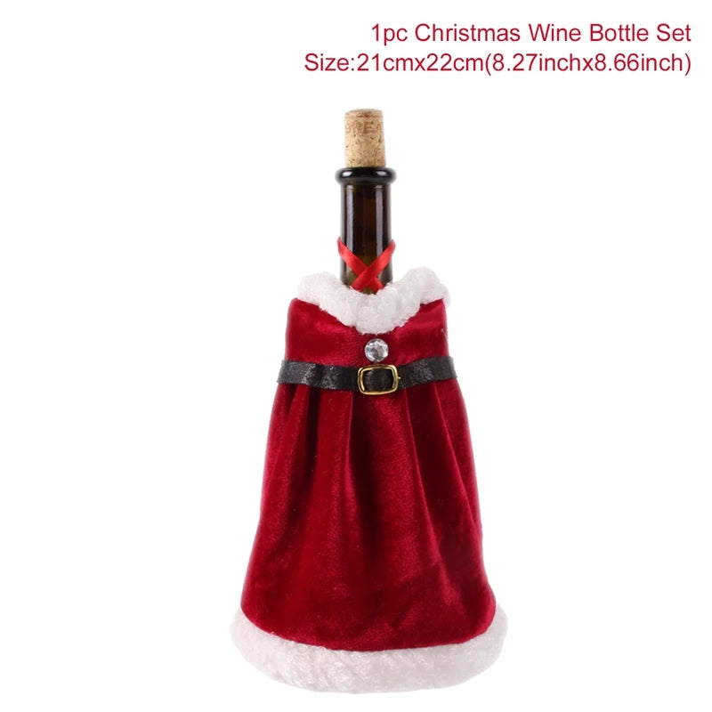 Christmas Wine Bottle Cover – Holiday Table Decor & Gift Wrap Sleeve