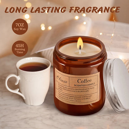 Autumn Luxe Aromatherapy Candle – Hand-Poured Soy in Coffee, Lemon, Wood & Lavender Scents