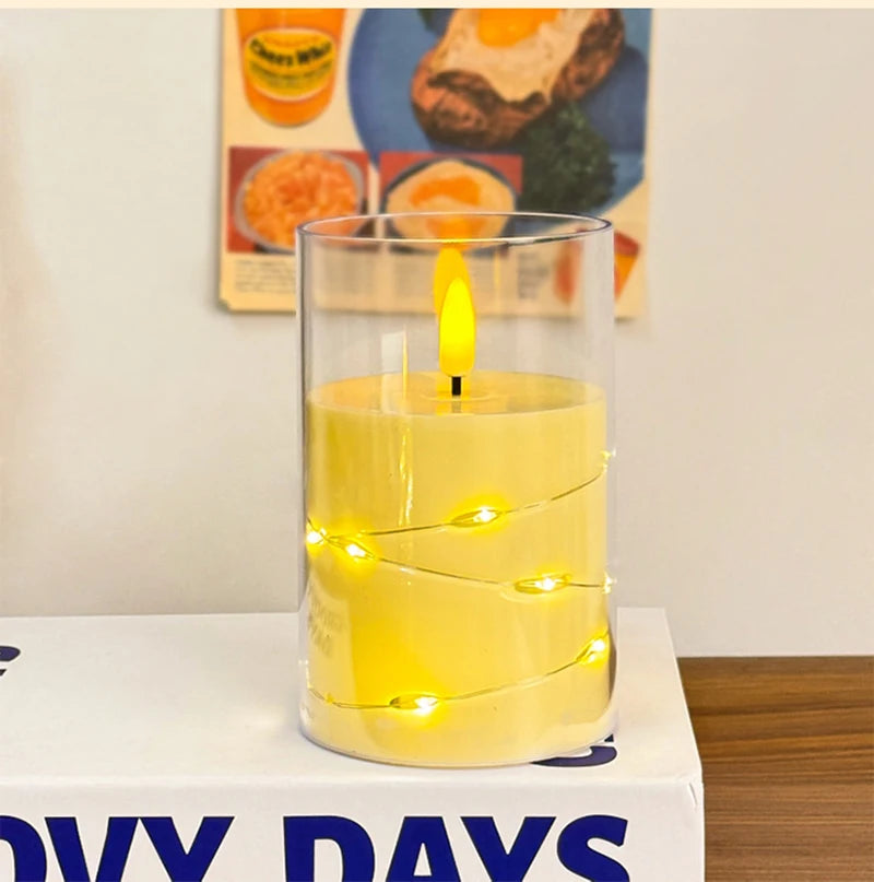 Autumn Glow Flameless LED Candle Set – Star String Lights for Cozy Fall Nights & Festive Décor