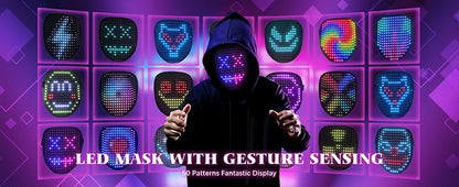 ✨ Cyber Glow LED Mask – Motion Sensing Light-Up Face Transform Mask for Halloween & Parties
