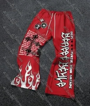 Y2K Anime Graffiti Streetwear Pants – High Waist Loose Fit Harajuku Cargo Joggers
