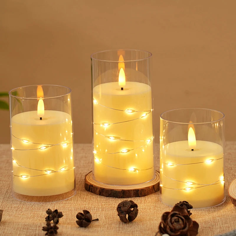 Autumn Glow Flameless LED Candle Set – Star String Lights for Cozy Fall Nights & Festive Décor