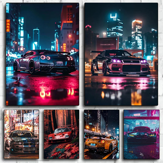 Rev Up Your Space: Stunning GTR Car Wall Art Canvas – Perfect for Living Room & Bedroom Decor!