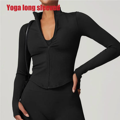 Flex Appeal Zip-Up Crop – Long Sleeve Sports Top