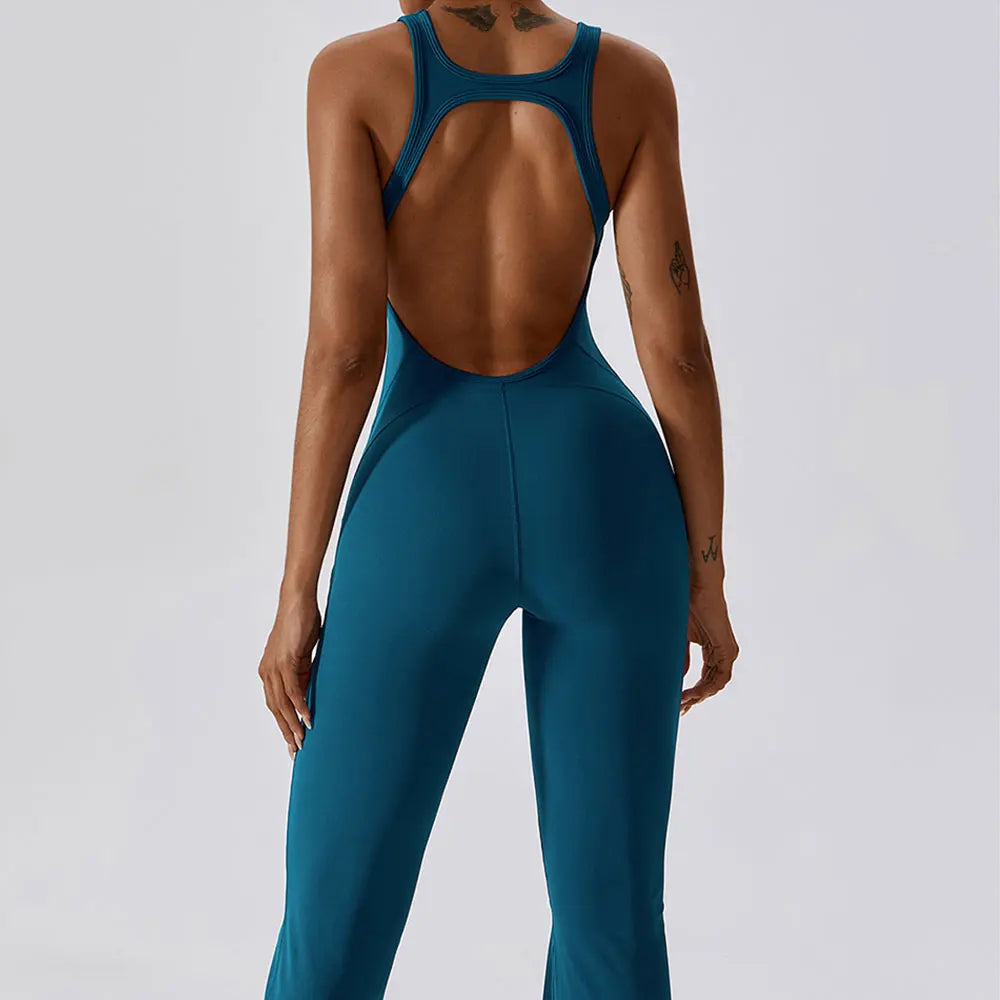 PowerFit Women's 1-Piece Workout Bodysuit - Stretch Push-Up Gym & Yoga Romper