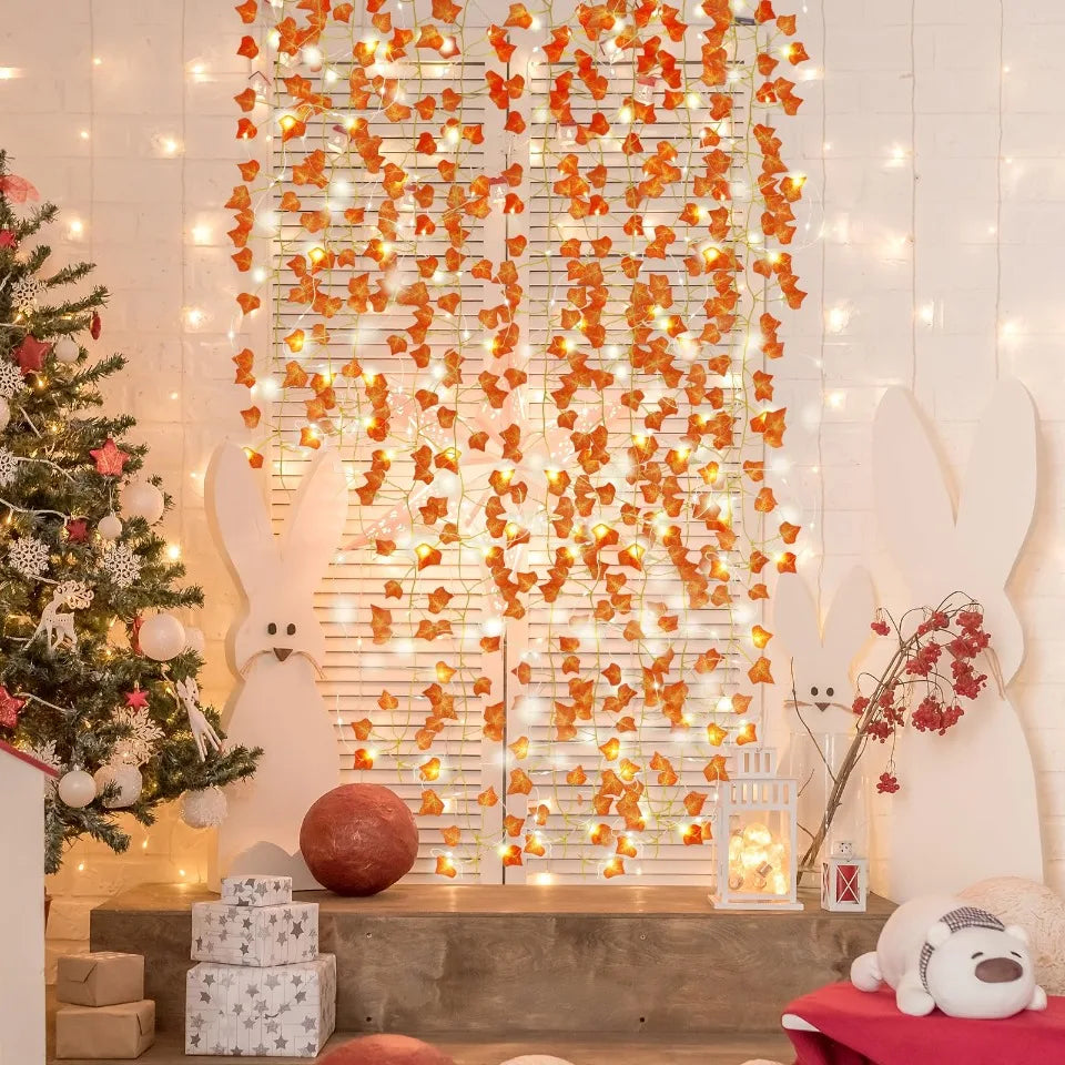 Autumn Cascade Ivy Garland – Lush Faux Vines with Fall Leaves for Mantles, Tables & Cozy Seasonal Décor