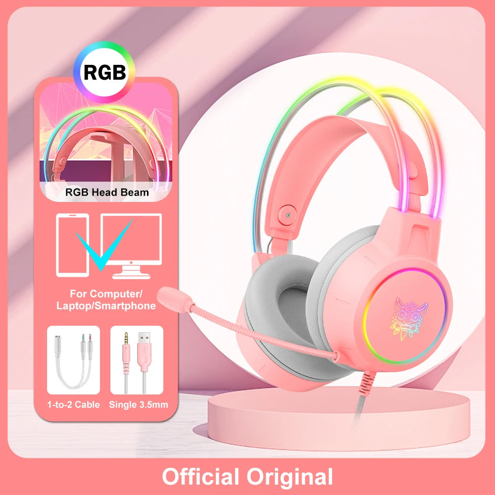 🎧 GalaxyGlow RGB Gaming Headset – LED Mic Headphones for PS5, Xbox, PC
