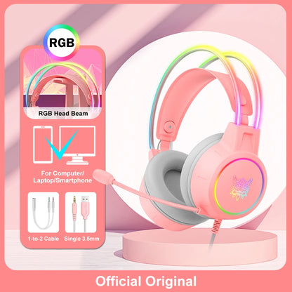 🎧 GalaxyGlow RGB Gaming Headset – LED Mic Headphones for PS5, Xbox, PC