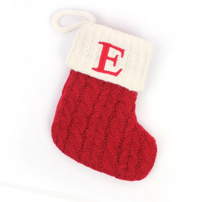 Cozy Knit Christmas Stocking – Mini Alphabet Hanging Boot Ornament