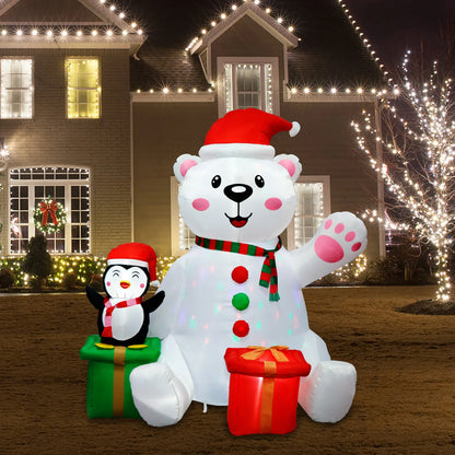 6FT Polar Bear & Penguin Christmas Inflatable – LED Light-Up Outdoor Holiday Blow-Up Decoration (US/UK/EU Plug)
